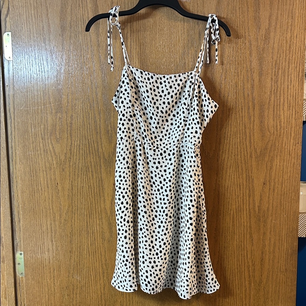 GB Medium Juniors Strappy White Cream Polka Dot Dress Mini Dress